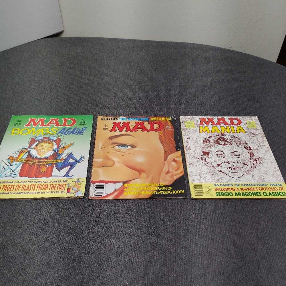 Vintage MAD Magazine Lot 3 Issues No 263 June 1986 Bombs Again Mania 1988